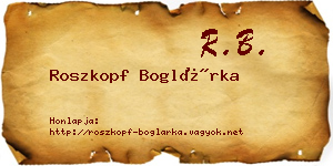 Roszkopf Boglárka névjegykártya