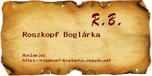 Roszkopf Boglárka névjegykártya